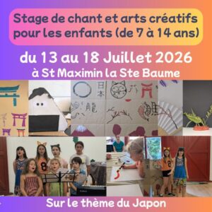 Stage de chant et arts créatifs pour les enfants de 7 à 14 ans du 13 au 18 juillet 2026 (6 jours)